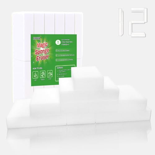 Magic Melamine Sponge Eraser, GRS Certified 12 Pack Magic Cleaning Erasers in Bulk, No Scratch & Super Absorbent, Multi-Functional Melamine Foam Sponges for Bathroom Window Shoes Kitchen | Amazon (US)