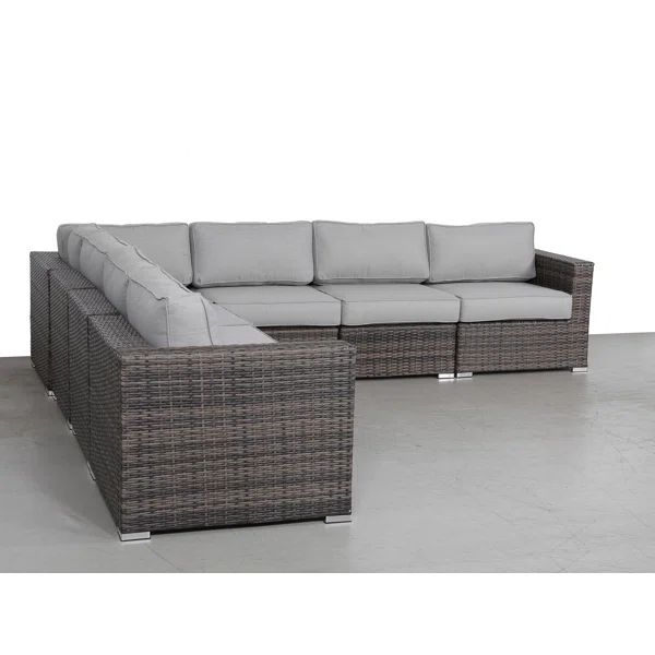 Cleo Fully Assembled 122'' Wide Outdoor Wicker Patio Sectional with Sunbrella Cushions | Wayfair North America