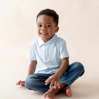 Toddler Short Sleeve Polo in Breeze | Kyte Baby
