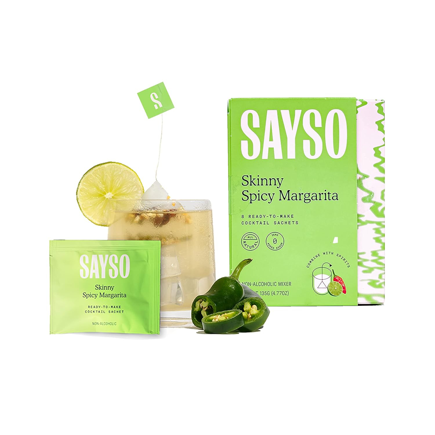 SAYSO Cocktail Tea Bags - Instant Cocktail Mixers or Mocktail Mixers - Drink a Skinny Spicy Marga... | Amazon (US)