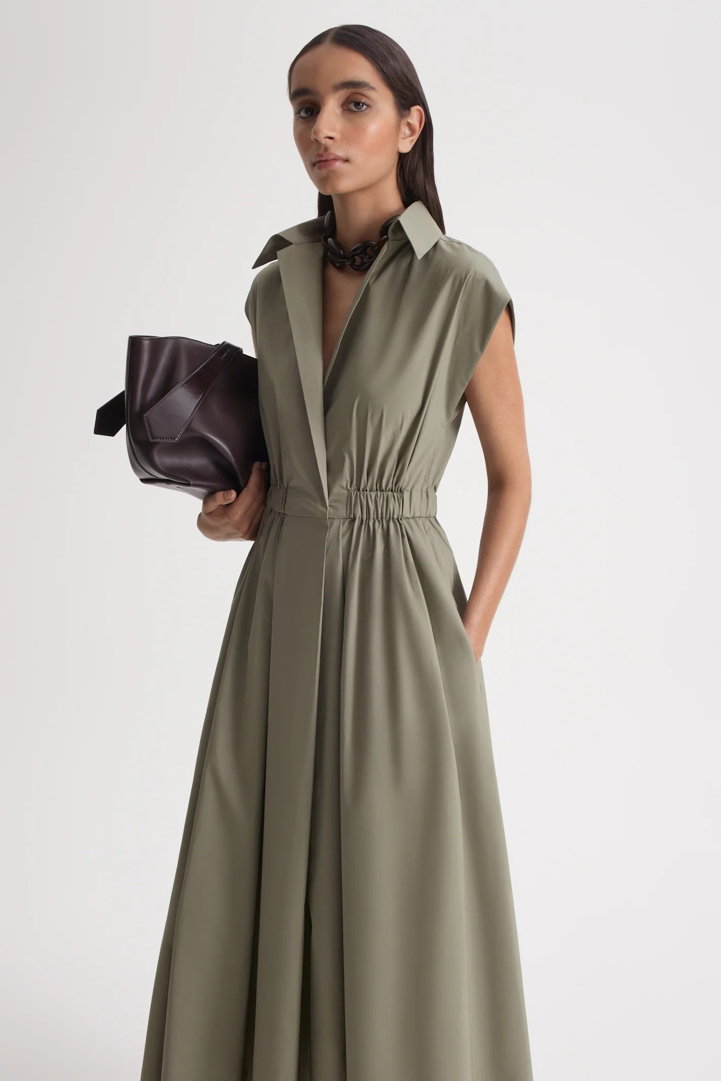 PARACHUTE COTTON CAP SLEEVE DRESS - LT.JUNGLE - Scanlan Theodore | Scanlan Theodore