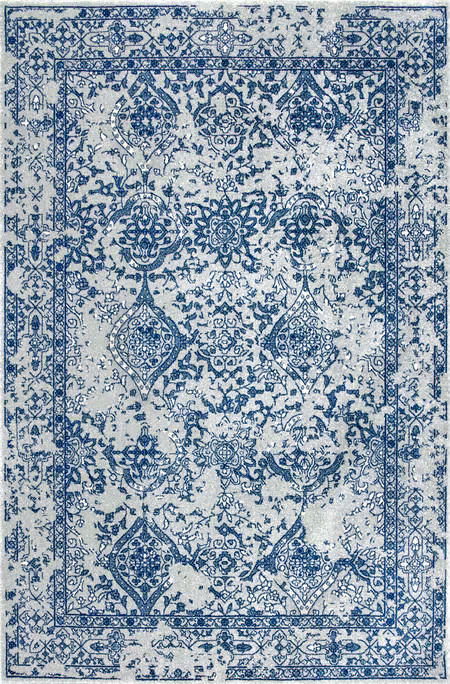 Light Blue Floral Ornament Area Rug | Rugs USA