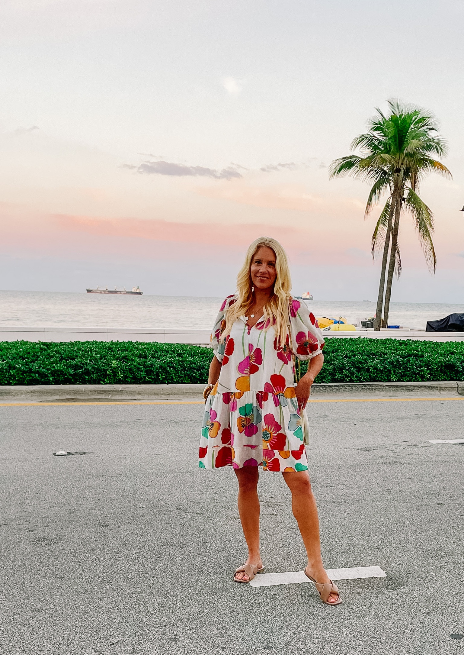 Floral dress, vacation style, sunset, tan sandals 

#LTKtravel #LTKSeasonal #LTKstyletip