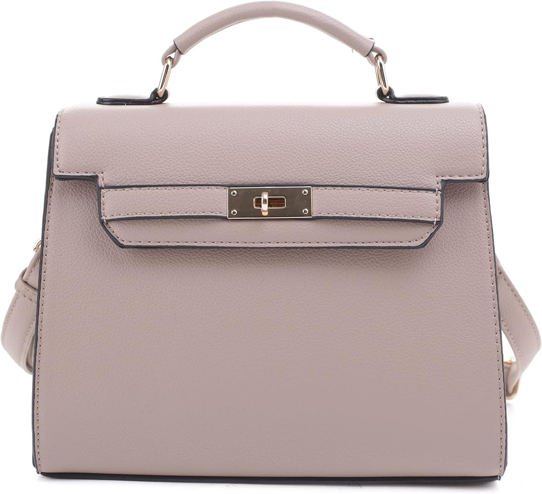 EVVE Women's Top Handle Satchel with Detachable Strap Small Pebbled Leather Fashion Crossbody Bag | Amazon (US)