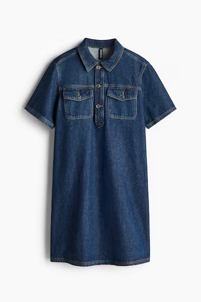H & M - Short-Sleeved Denim Dress - Blue | H&M (US + CA)