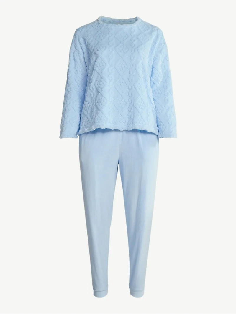 Joyspun Women's Plush Long Sleeve Top and Joggers Pajama Set, 2-Piece, Size XS-3X - Walmart.com | Walmart (US)