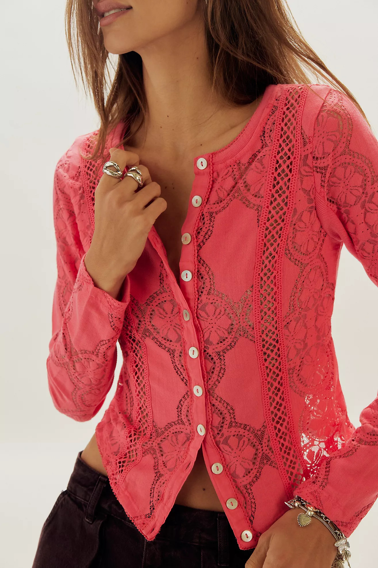 Jae Sheer Lace Knit Long Sleeve Top | Free People (Global - UK&FR Excluded)