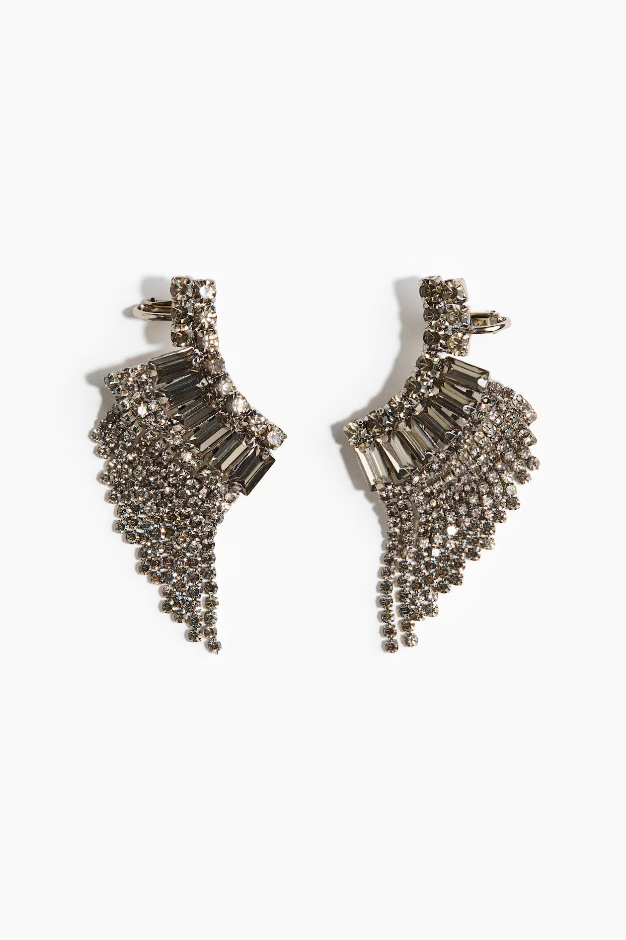 Wing-Shaped Rhinestone Earrings - Silver-colored | H&M US | H&M (US + CA)