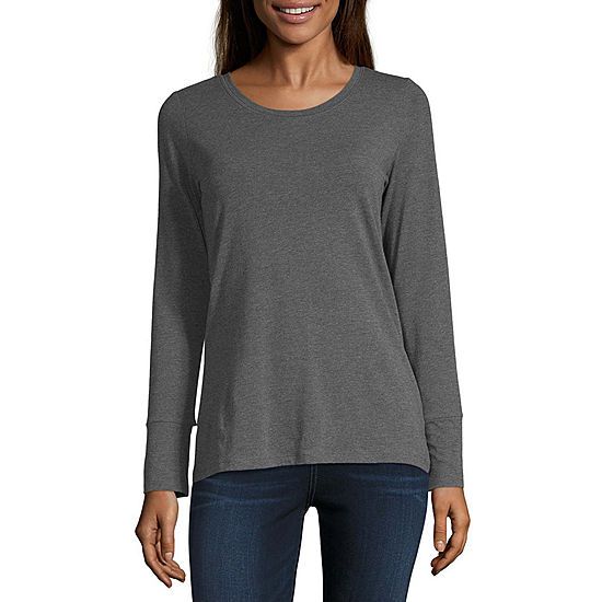 a.n.a-Womens Round Neck Long Sleeve T-Shirt | JCPenney