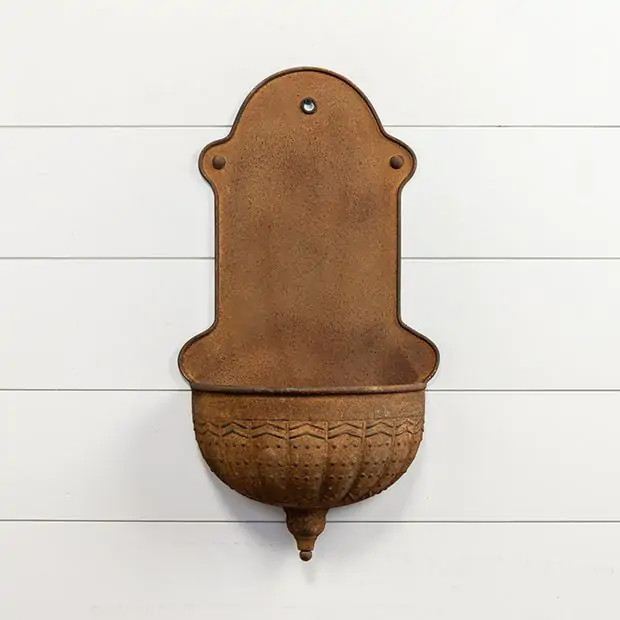 Rusty Metal Hanging Wall Planter | Antique Farm House
