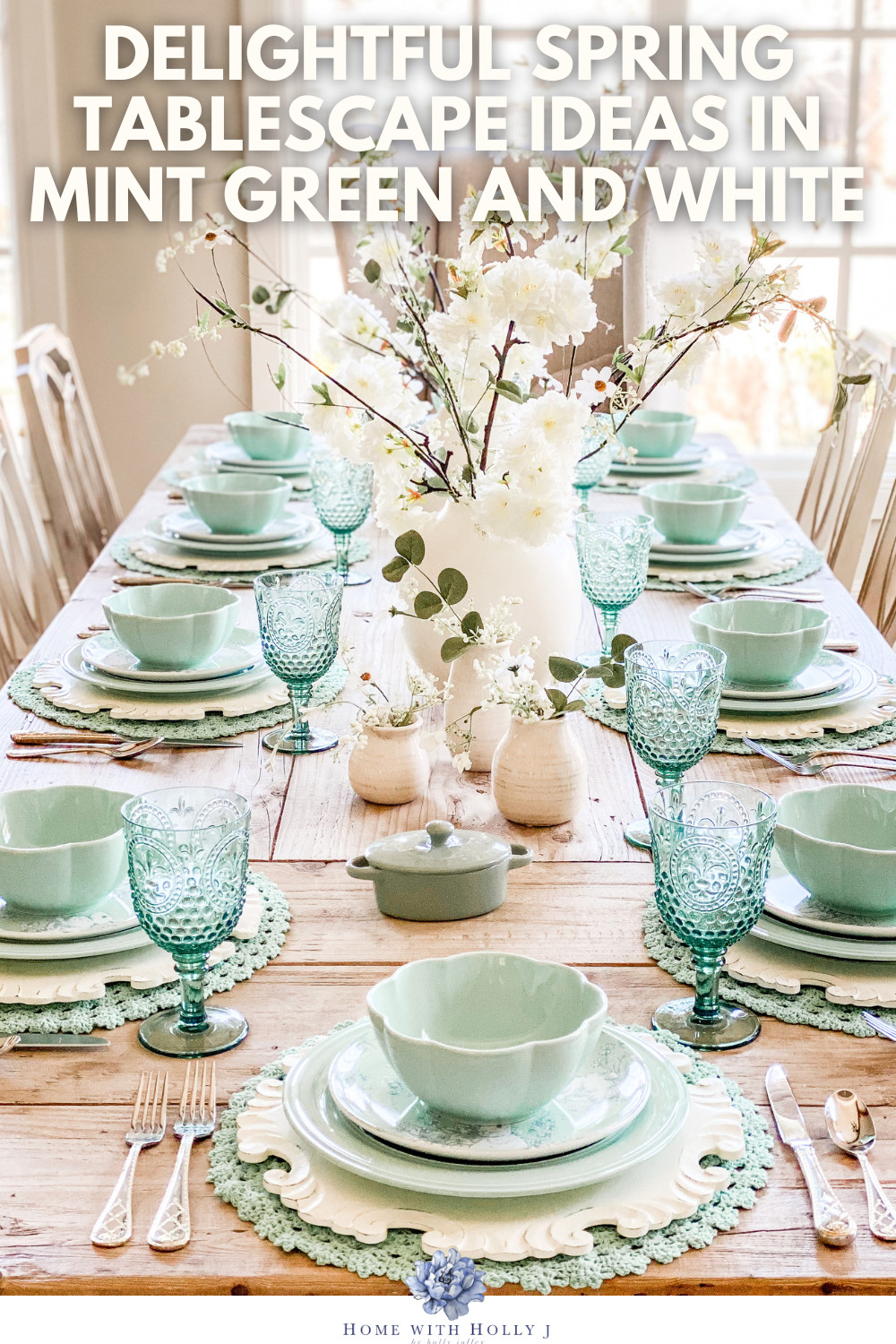 This Mint Green and White Spring Tablescape is the perfect inspiration for your next spring gathering. Styled with mint green dinner plates, gold flatware, pastel glassware, and fresh spring florals, this look is ideal for Easter brunch, Mother’s Day hosting, bridal showers, and spring dinner parties. If you love light, airy, and timeless spring décor, these curated pieces will help you recreate this fresh seasonal tablescape in your own home. Follow for more spring entertaining ideas, Easter décor inspiration, and elevated everyday table styling #HomeWithHollyJ #EasterEntertaining #DinnerParty #DIYTablescape 

 #LTKfoodie #LTKSeasonal #LTKHome