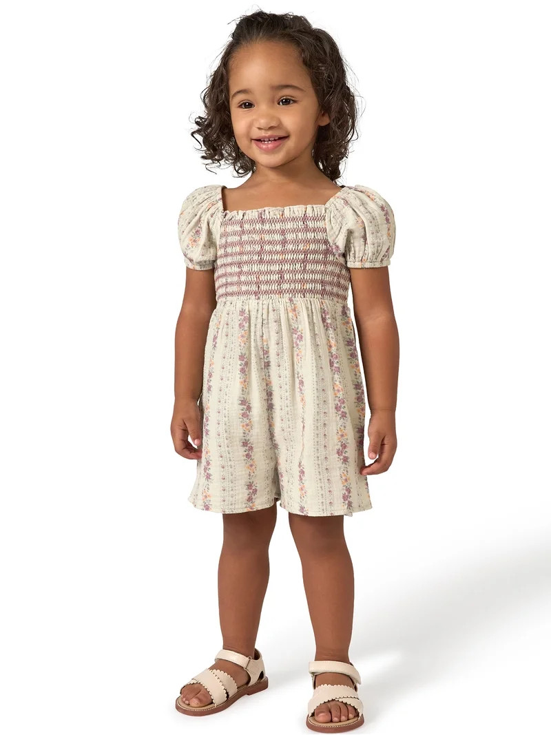 Modern Moments by Gerber Toddler Girl Smocked Romper with Ric Rac, Sizes 12 Months - 5T | Walmart (US)
