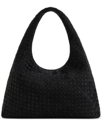 Laura Faux Suede Woven Shoulder Bag - Black | Macy's