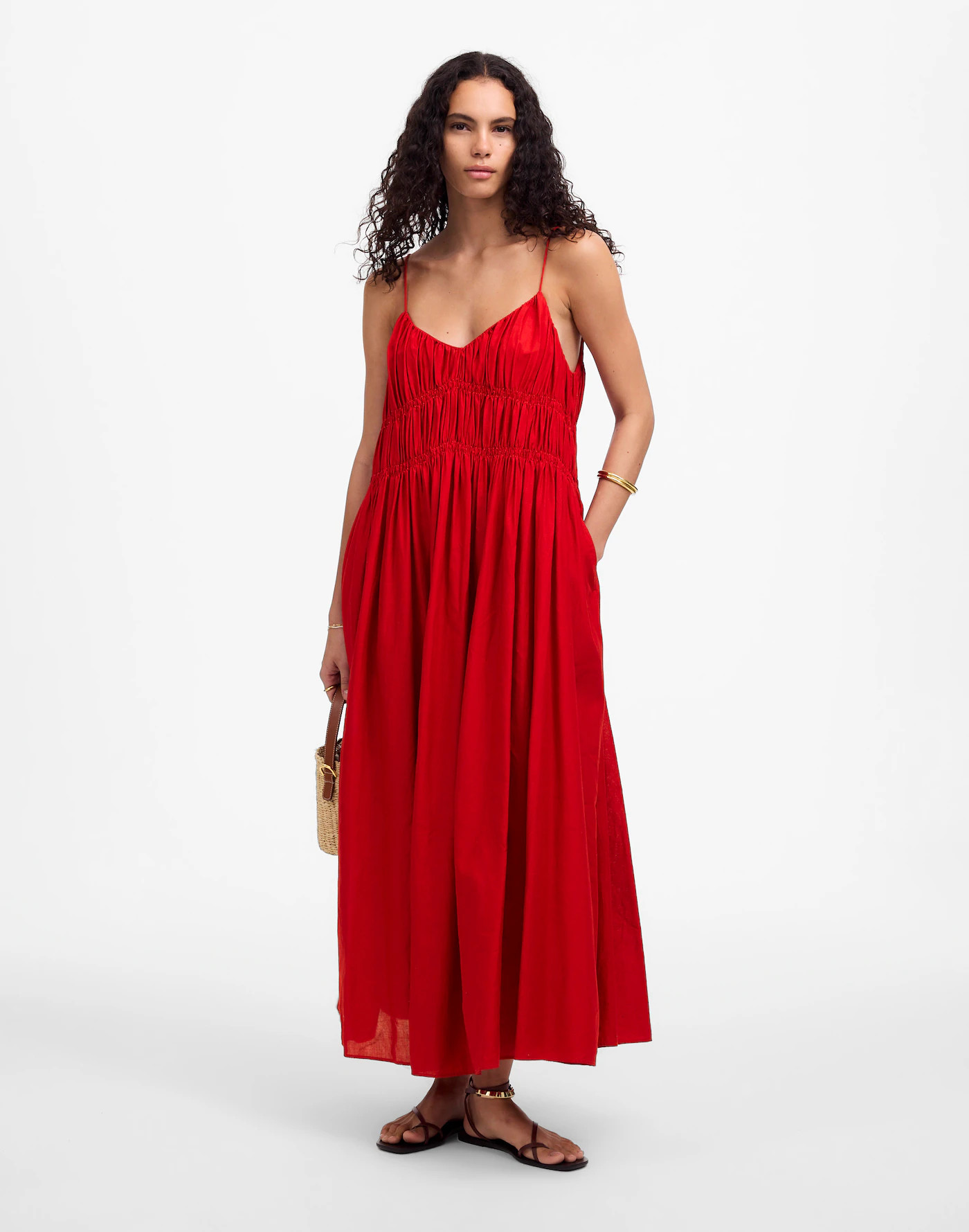Textured V-Neck Midi Dress | Madewell