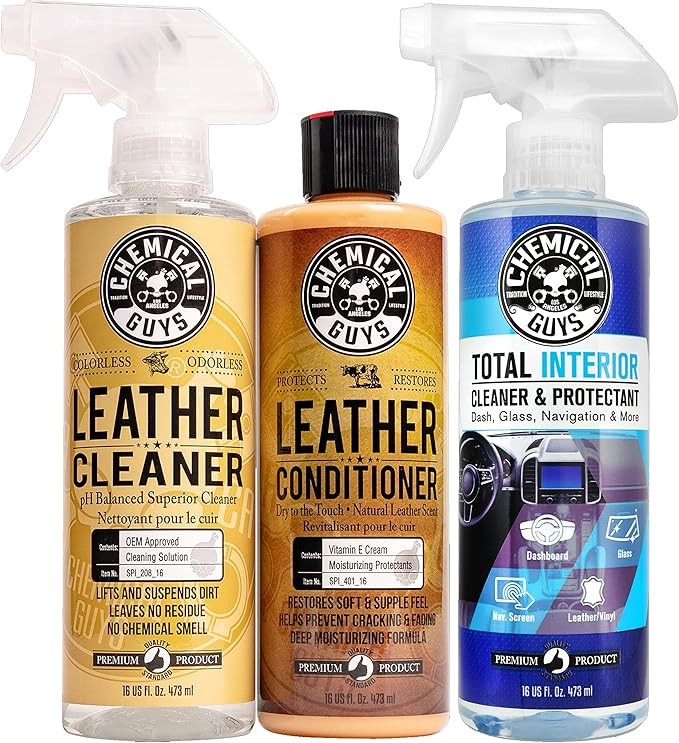 Chemical Guys Leather Cleaner and Conditioner Complete Leather Care Kit (16 oz) (2 Items) with ... | Amazon (US)
