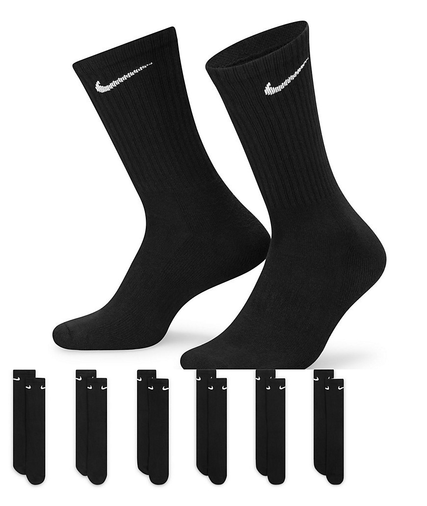 Nike Training Everyday Cushioned 6 pack crew sock in black | ASOS (Global)