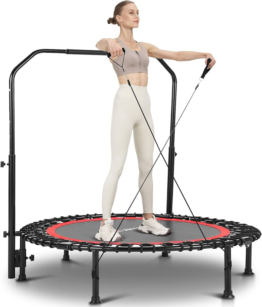 ANCHEER 40" Foldable Mini Trampoline Max Load 450lbs, Fitness Trampoline with Bungees, Adjustable... | Amazon (US)