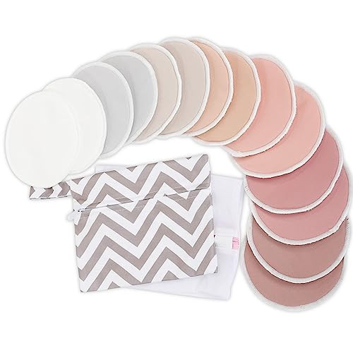 14-Pack Reusable Nursing Pads for Breastfeeding - Soft & Absorbent 4-Layers Washable Breast Pads for Leaking Milk, Viscose from Bamboo Breastfeeding Essentials, Nipple Covers (Lovelle, L 4.8") | Amazon (US)