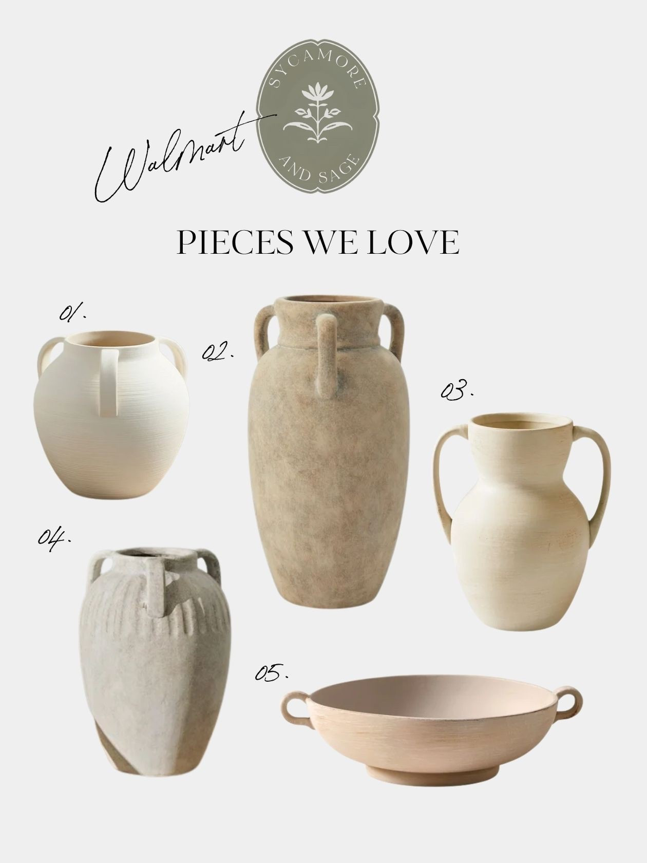 These Walmart vases are everything your shelf has been missing! 🤍 With the perfect neutral tones, beautiful textures, and a mix of sizes and color combos—they bring just the right touch of vintage charm to any space. Add in some fresh or faux florals and watch your whole room come to life! Seriously obsessed with how versatile and timeless they are. 

#SycamoreandSage #WalmartFinds #HomeStylingMadeEasy #VintageVibes

#LTKHome #LTKFindsUnder100