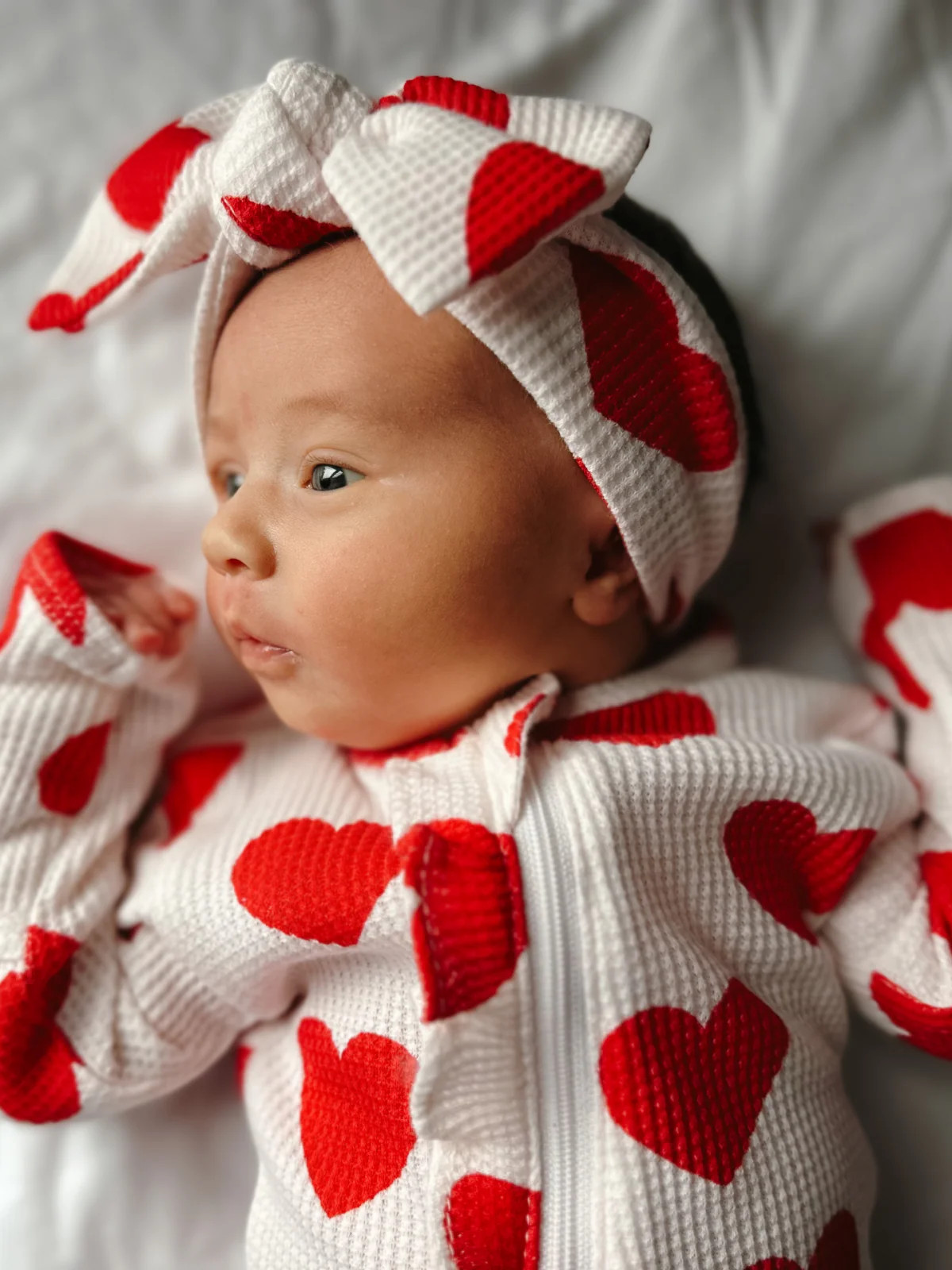 Organic Waffle Knot Bow, Red Heart | SpearmintLOVE
