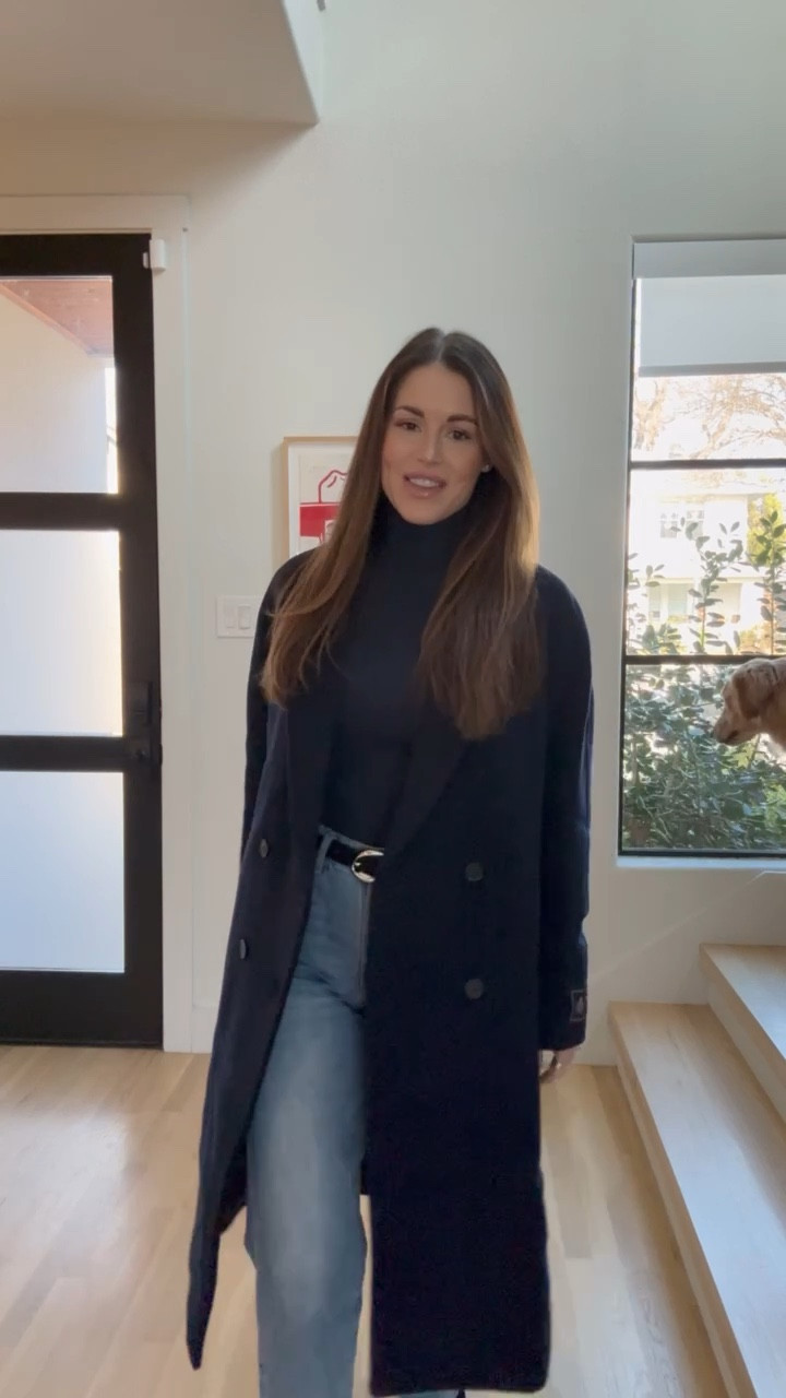 The Slouch Coat checks all the boxes! It’s the perfect oversized navy winter coat and I’m so glad I was able to get my hands on it in a few different color ways! It has pockets and I’m wearing a size small.

Pairing it with the most flattering jeans I’ve ever put on my body! I absolutely love the fit and wash of these  high-rise wide leg denim from Aritzia! The turtleneck is very comfortable and contouring as well!

#LTKWatchNow #LTKSeasonal #LTKStyleTip