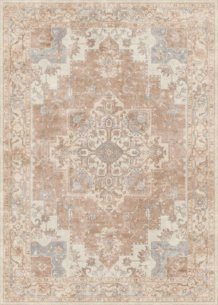 GENIMO 8x10 Area Rugs for Living Room, Machine Washable Non Slip Vintage Retro Rugs, Low Pile Lig... | Amazon (US)