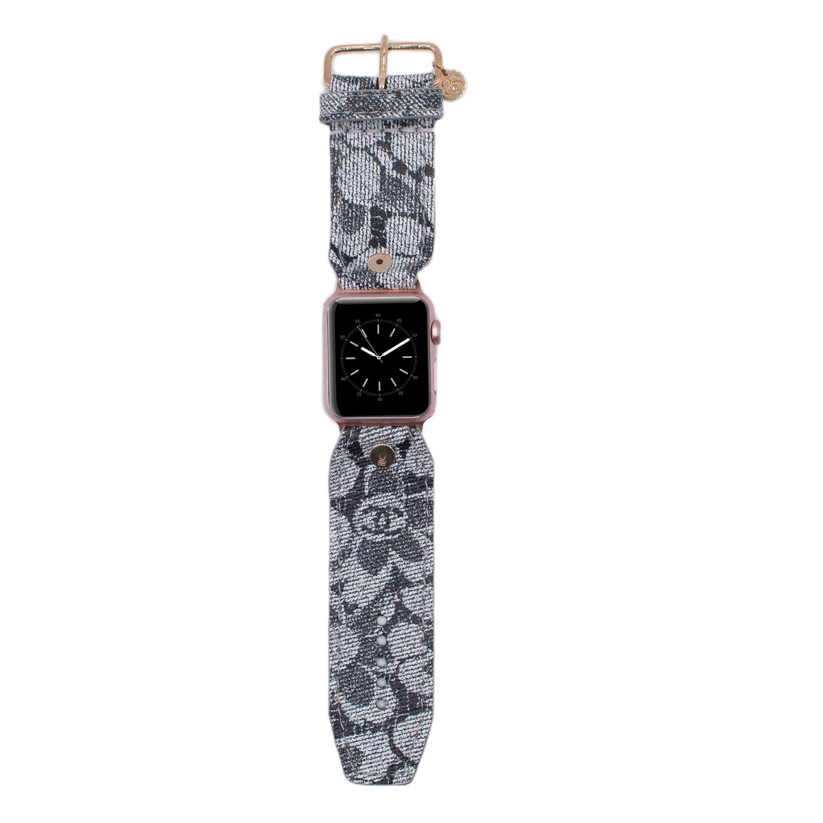 Upcycled Darkwash Floral Chanel with Grey Sivella Watchband with Logo | Sparkl