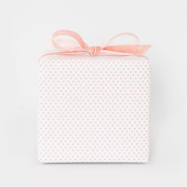 30 sq ft Rose Tiny Dot on White Gift Wrap - Sugar Paper™ + Target | Target