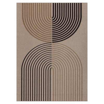 COZONY 5'x7' Modern Rainbow Easy Jute Area Rug, Washable Non-Slip Natural Look Carpet for Living Room Dining Office Patio, Black/Brown | Target