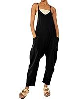 Yeokou Womens Harem Jumpsuits Black Baggy Overalls Cotton Linen Loose Fit Jumpers with Big Pocket... | Amazon (US)