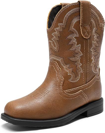 DREAM PAIRS Toddler Little Boys Girls Cowboy Boots Kids Western Square Toe Riding Mid Calf Boots | Amazon (US)