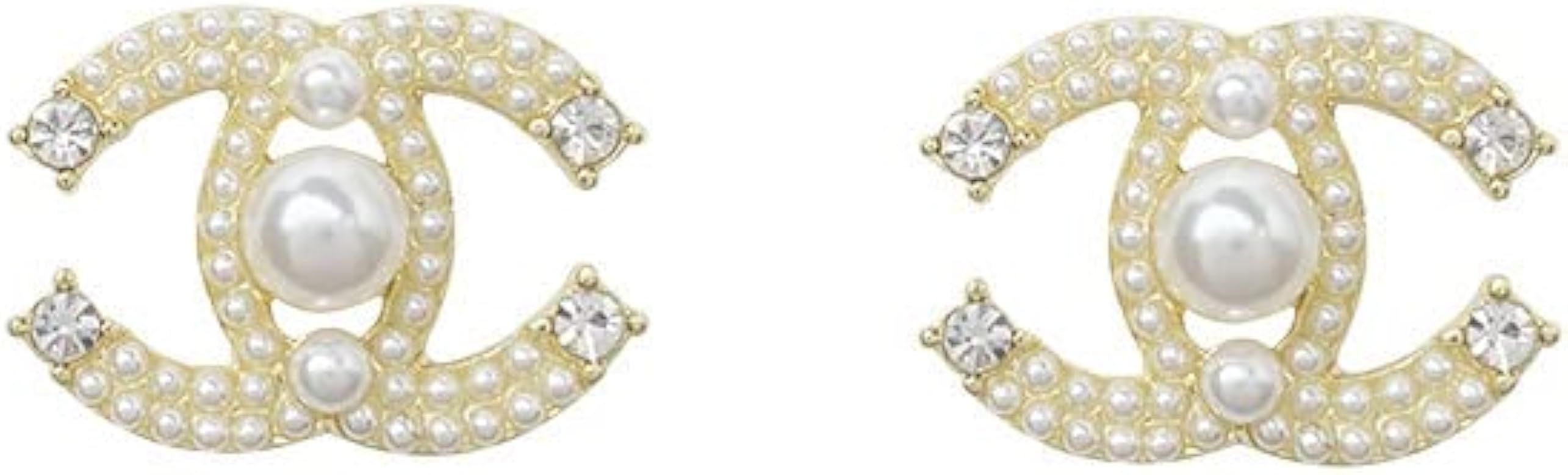 C Alphabet Earrings Gold Earrings Earrings for Women Lightweight Gold Rhinestone Pearl Stud Earri... | Amazon (US)