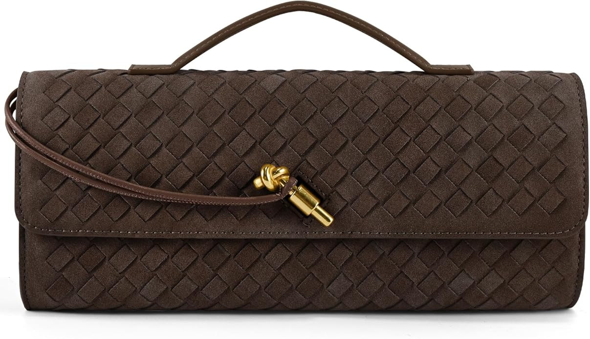 Woven Clutch Purses for Women, Formal Satchel Leather Evening Bag Shoulder Handbag | Amazon (US)