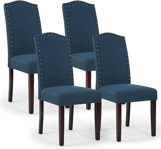 LSSPAID Dining Chairs Set of 4, High Back Fabric Upholstered Parsons Dining Room Chairs, Nail Hea... | Amazon (US)