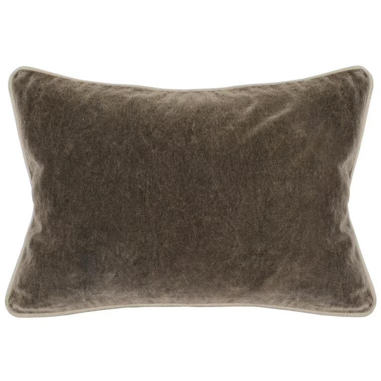 Rectangular Fabric Throw Pillow with Solid Color and Piped Edges, Brown- Saltoro Sherpi - Walmart... | Walmart (US)