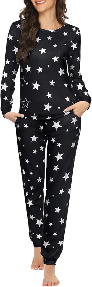 Ekouaer Womens Jogger Pajama Sets Long Sleeve Sleepwear Round Neck Nightwear Soft Pjs Lounge Sets... | Amazon (US)