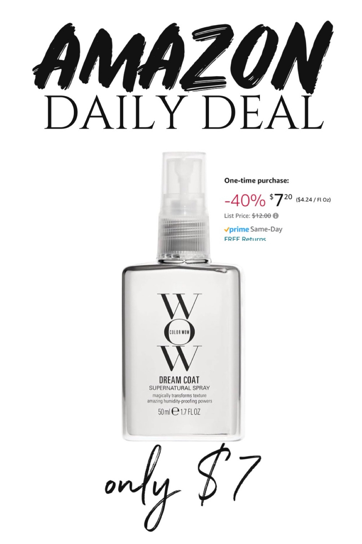 Amazon daily deal
Wow dream coat travel size 40% off only $7

#LTKbeauty #LTKsalealert #LTKfindsunder50