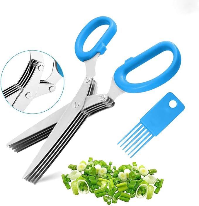 Kitchen Herb Scissors,Stainless Steel Scissors Set With 5 Blades And Cover,Multipurpose Kitchen C... | Amazon (US)