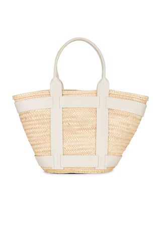 DeMellier London Maxi Santorini Bag in Natural Raffia & Off White Smooth from Revolve.com | Revolve Clothing (Global)