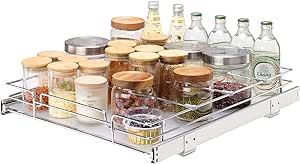 VEVOR 14"W x 21"D Pull Out Cabinet Organizer, Heavy Duty Slide Out Pantry Shelves, Chrome-Plated ... | Amazon (US)