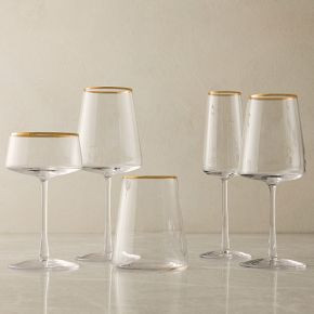 Horizon Lead-Free Crystal Gold-Rimmed Glassware Sets | West Elm (US)