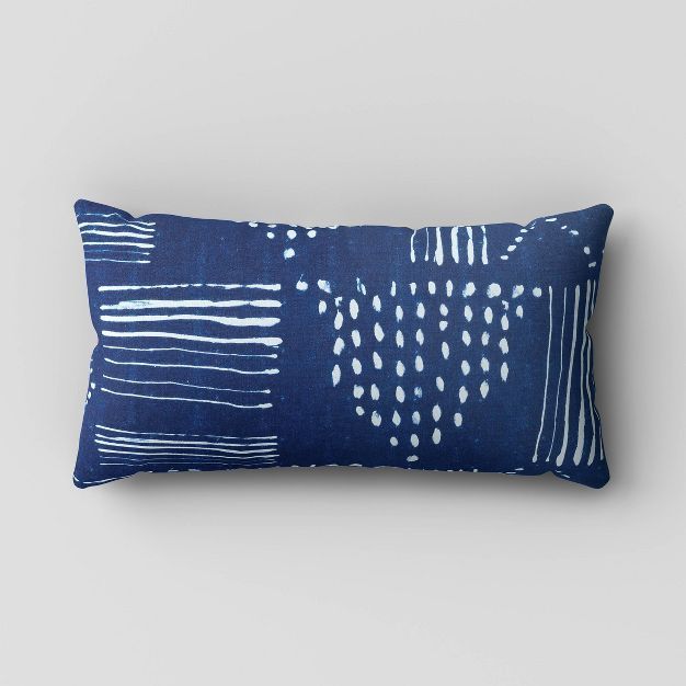 Outdoor Lumbar Throw Pillow Indigo Geo - Threshold™ | Target