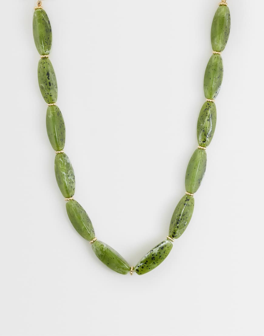 DesignB London - Ketting met grove kralen in donkergroen | ASOS (Global)