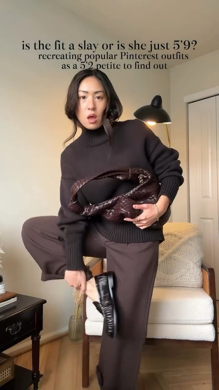 the Olsen tuck and sweater combo will forever go down as one of the most chic things in my bag of styling tricks 😉 Combine that with a brown funnel neck sweater from @cosstores 🤎? Killer chic combo right there 🙈 it’s win today for my fellow short girls! Save this for your next casual coffee date hehe 

🔗 Outfit specifics always linked in bio → LTK @amandacapsulewardrobe
⸻

#recreatingpinterestoutfits #olsenstyle #pintereststyle #shortgirlstyle #capsulecloset recreating Pinterest outfits, recreating popular Pinterest style, recreating influencer outfits, is it the outfit or is she just tall, Pinterest outfit inspiration, elegant style, capsule closet inspiration, how to style a brow turtleneck sweater, how to style cropped trousers, chic outfit inspo, transitional weather outfit ideas, Pinterest outfit inspo, short girl styles, petite styling, 5’2” height