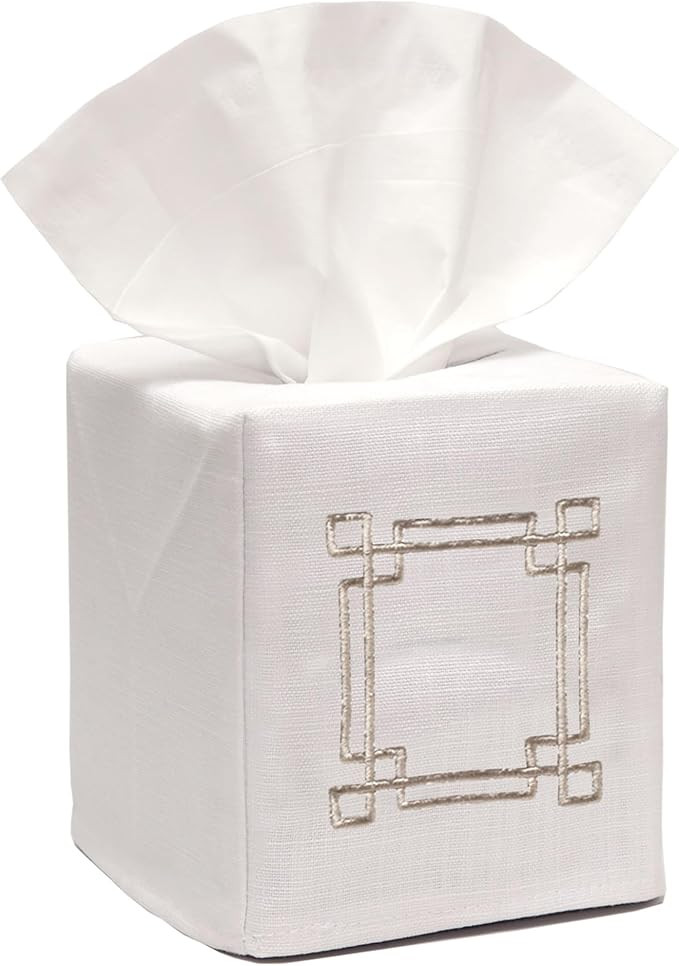 Jacaranda Living Square Tissue Box Cover, Linen/Cotton Fabric Tissue Holder, Decorative Cloth Tis... | Amazon (US)