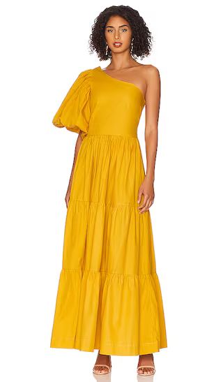 Exaggerated One Shoulder Gown in Carnation | Revolve Clothing (Global)