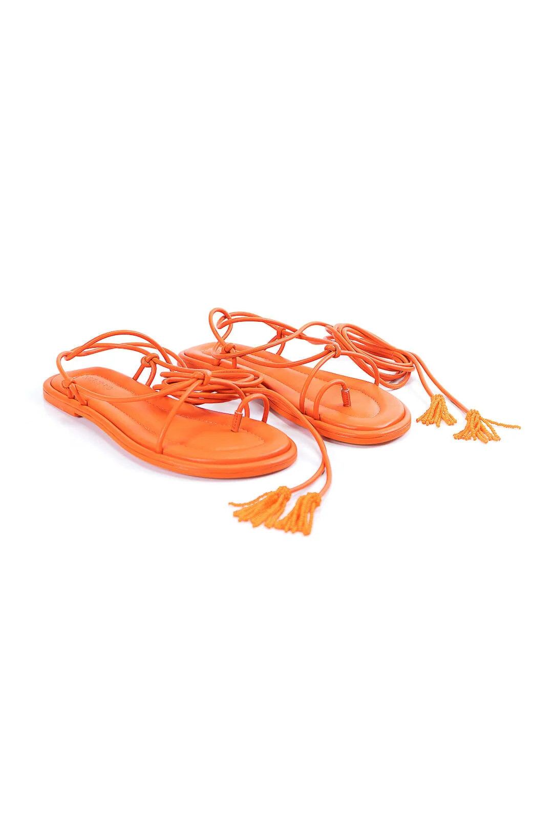 orange lace up flat sandal | FarmRio (US)