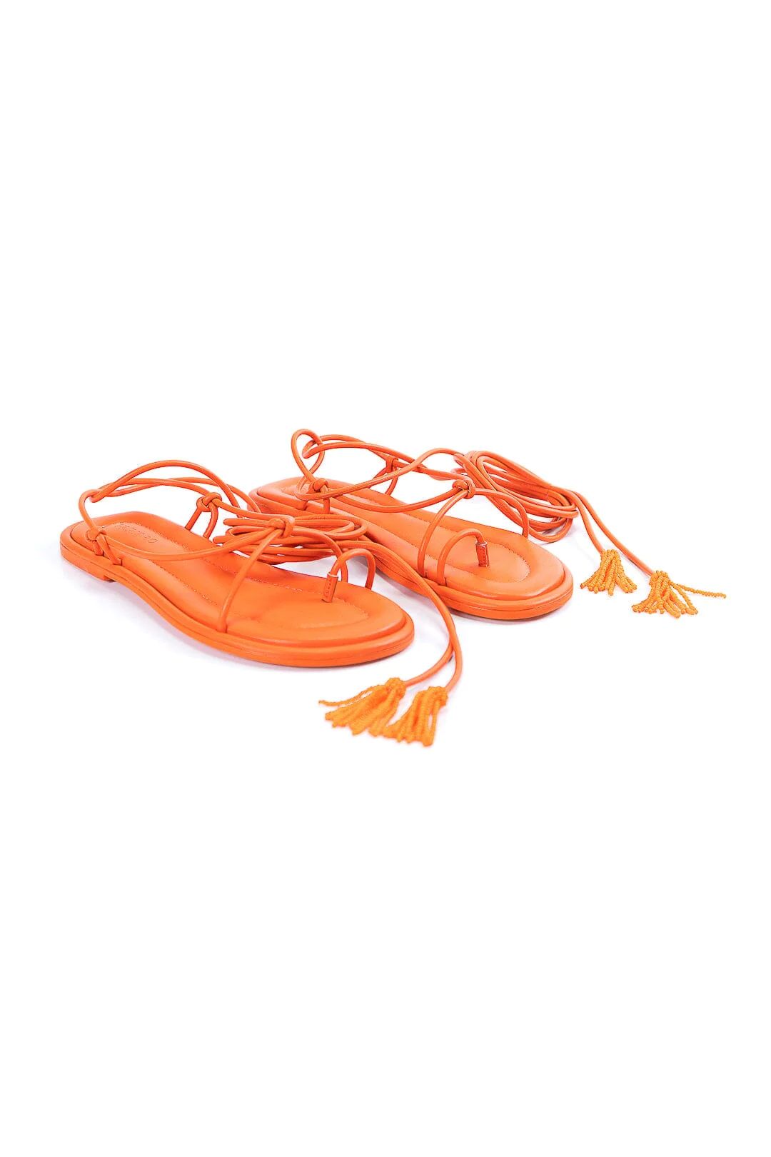 orange lace up flat sandal | FarmRio