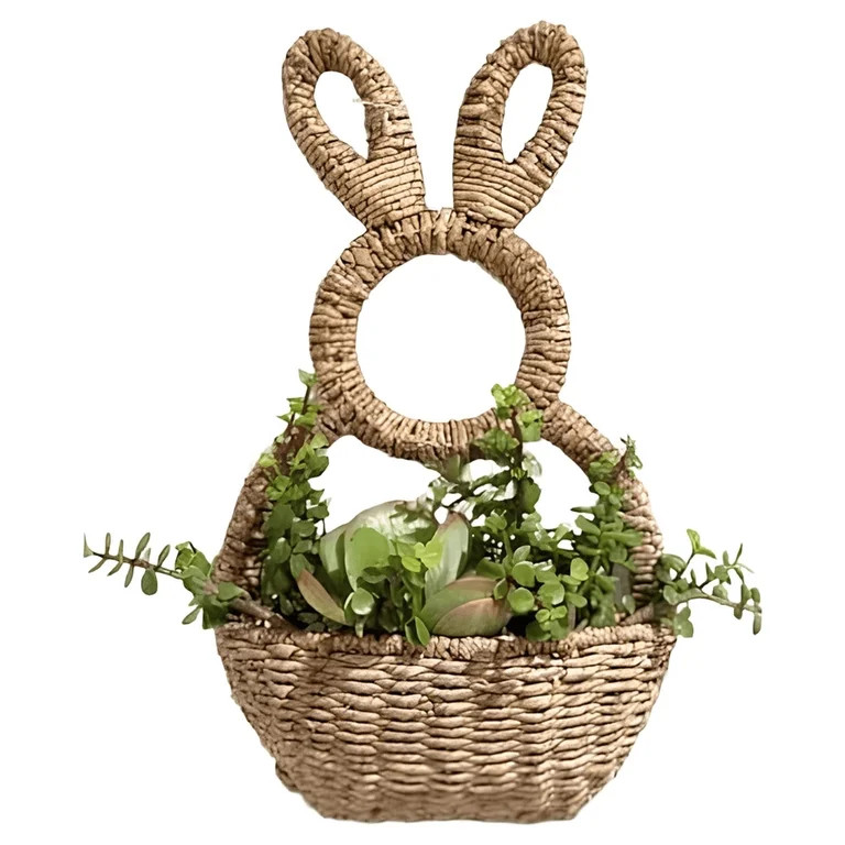 Easter Baskets with Bunny Shape, Wicker Easter Bunny Baskets, Bunny Basket Hanging Wall Pocket Sp... | Walmart (US)