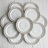 Set Of 12 Vintage Porcelain Dessert Plates, Decorated With Refined Rim Motifs, French Tableware, Limoges | Etsy (US)